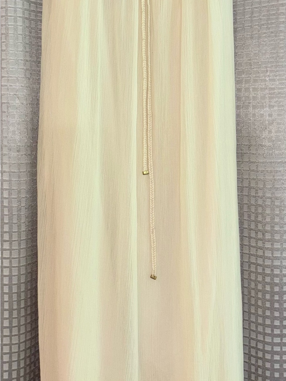 Women's Cream Maxi Dress with Drawstring Waist